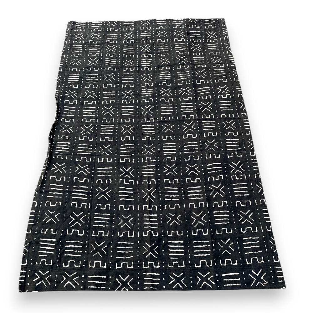 Vintage Paloma Picasso Motif Fabric Textile Curtain 1994 Mudcloth Black 50x81